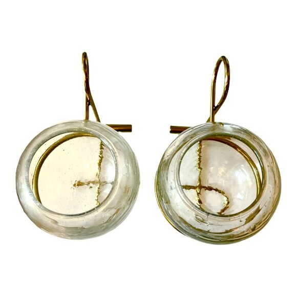 Pair of West Elm Brass Glass Globe Centrepiece Candleholders - Picture 4 of 4